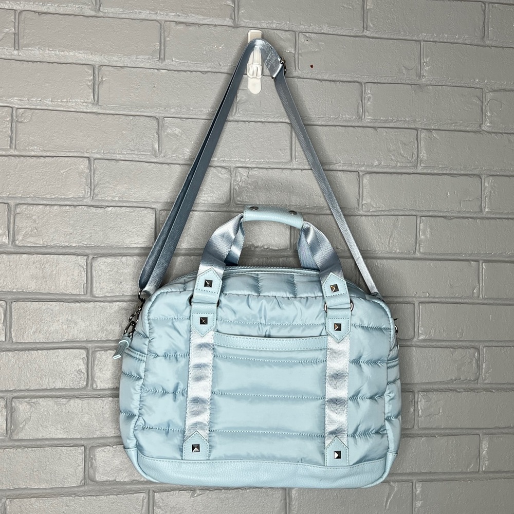 CYNTHIA ROWLEY Light Blue Nylon Channel Weekender - Picture 7 of 16